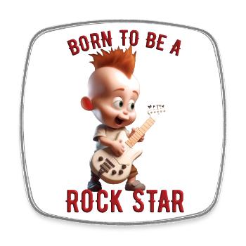 Born To Be A Rock Star 1 - Viereckiger Kühlschrankmagnet - Weiß - Vorne