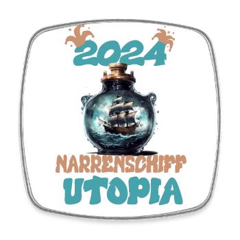 2024, Ship of Fools Utopia - Square fridge magnet - white - Front