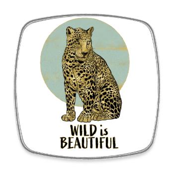 Léopard. Wild is Beautiful - Magnet carré - blanc - Devant