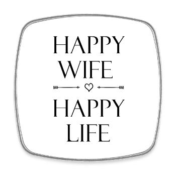 Femme heureuse, vie heureuse - Magnet carré - blanc - Devant
