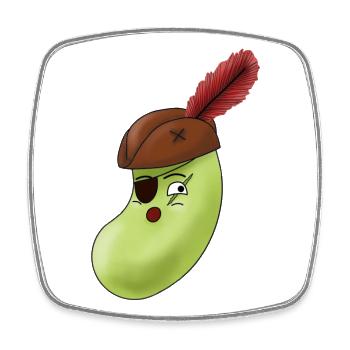 PirateBean - Magnet carré - blanc - Devant