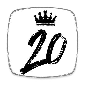 Couronne de 20 chiffres - Magnet carré - blanc - Devant