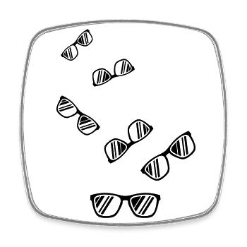 Icône lunettes de soleil - Magnet carré - blanc - Devant