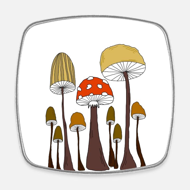 Champignons - Magnet carré - blanc