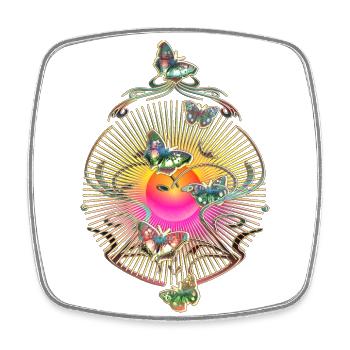 Butterflies Flourishes Tendrils Sun Pattern - Square fridge magnet - white - Front
