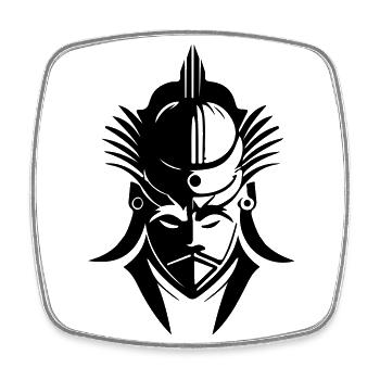Samurai Kopf - Viereckiger Kühlschrankmagnet - Weiß - Vorne