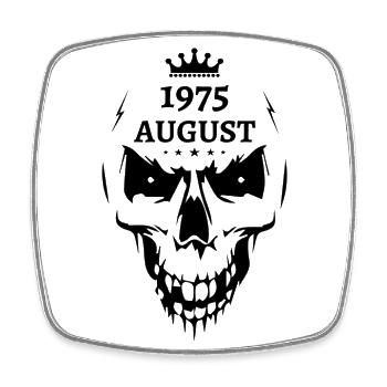 August 1975 Totenkopf - Viereckiger Kühlschrankmagnet - Weiß - Vorne