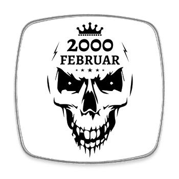 Februar 2000 Totenkopf - Viereckiger Kühlschrankmagnet - Weiß - Vorne
