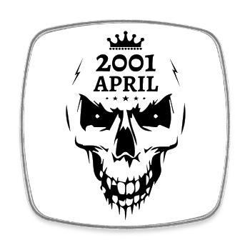 April 2001 Totenkopf - Viereckiger Kühlschrankmagnet - Weiß - Vorne