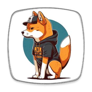 Cool Dog 5 - Viereckiger Kühlschrankmagnet - Weiß - Vorne