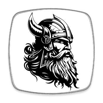 Wikinger Kopf Krieger Viking - Viereckiger Kühlschrankmagnet - Weiß - Vorne