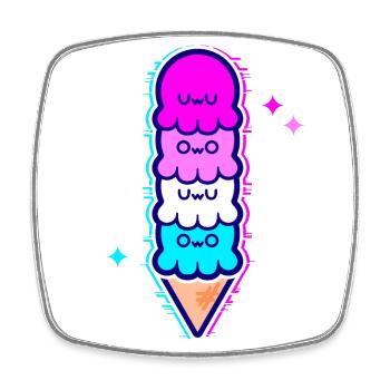 UwU | Kraken-Eis mit Glitzer in Femboy-Flagge - Viereckiger Kühlschrankmagnet - Weiß - Vorne