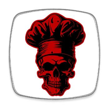 Skull Cook - Square fridge magnet - white - Front