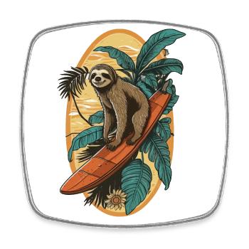 Surfing Sloth - Square fridge magnet - white - Front