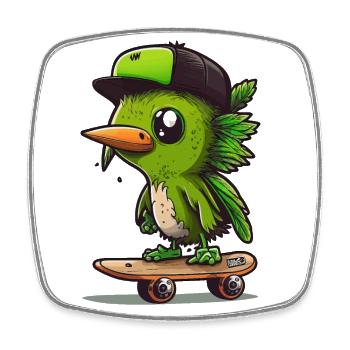 Kiwi Kickflips - Square fridge magnet - white - Front