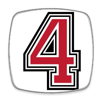 4 Zahl symbol - Viereckiger Kühlschrankmagnet - Weiß - Vorne