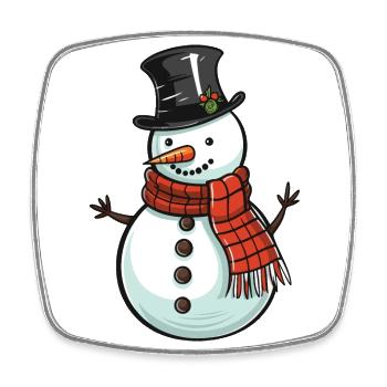 Bonhomme de neige Hiver Neige - Magnet carré - blanc - Devant