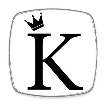 K monogram crown - Square fridge magnet - white - Front