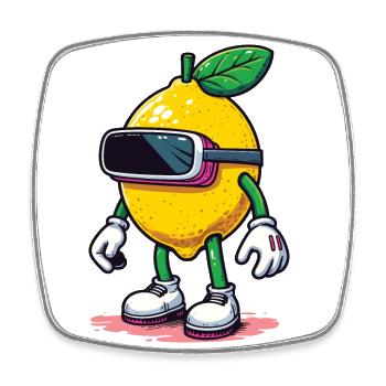 Coole Zitrone mit VR Brille Gamer Shirt - Viereckiger Kühlschrankmagnet - Weiß - Vorne