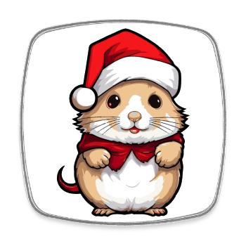 Hamster, Mignon, Noël, Noël, Animal - Magnet carré - blanc - Devant