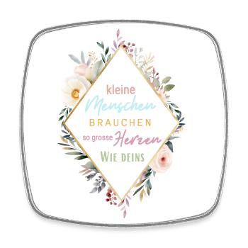 Kleine Menschen brauchen so große Herzen wie deins - Viereckiger Kühlschrankmagnet - Weiß - Vorne