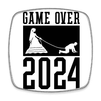 Game Over 2024 Mariage - Magnet carré - blanc - Devant