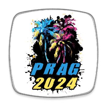 Prague 2024 Vacances Palmiers Colorés - Magnet carré - blanc - Devant