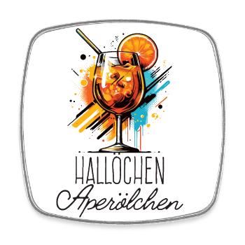 Hallöchen Aperölchen Cocktail Sommerparty Shirt - Viereckiger Kühlschrankmagnet - Weiß - Vorne