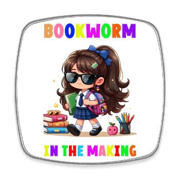 Bookworm in making - Square fridge magnet - white - Front