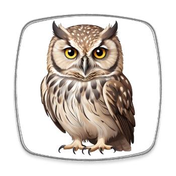 Young brown owl - Square fridge magnet - white - Front