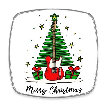 Weihnachten Musik Elektrogitarre E-Gitarre - Viereckiger Kühlschrankmagnet - Weiß - Vorne