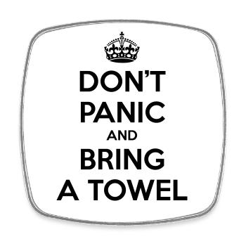 Don't panic and bring a towel (Keep Calm) - Square fridge magnet - white - Front