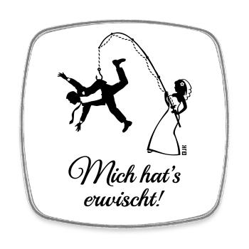 Mich Hat’s Erwischt! (Bräutigam, Angel, JGA, 2C) - Viereckiger Kühlschrankmagnet - Weiß - Vorne