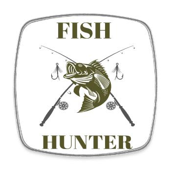 Fish Hunter Tshirt Angler Geschenk - Viereckiger Kühlschrankmagnet - Weiß - Vorne