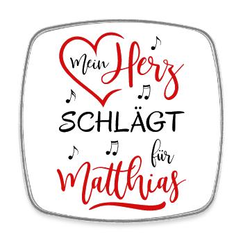 Mein Herz schlägt für Matthias - Viereckiger Kühlschrankmagnet - Weiß - Vorne