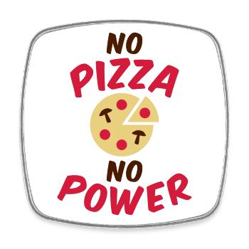 No pizza no power (Pizza mit Salami und Pilzen) - Viereckiger Kühlschrankmagnet - Weiß - Vorne