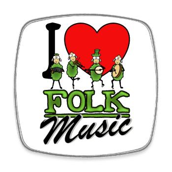 I Love Folk Music - Square fridge magnet - white - Front