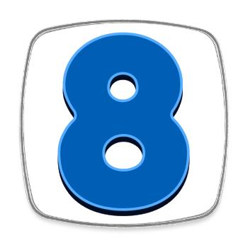 8 - Eight - Square fridge magnet - white - Front
