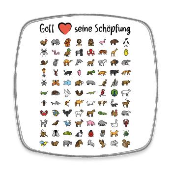Gott liebt seine Schöpfung - Viereckiger Kühlschrankmagnet - Weiß - Vorne