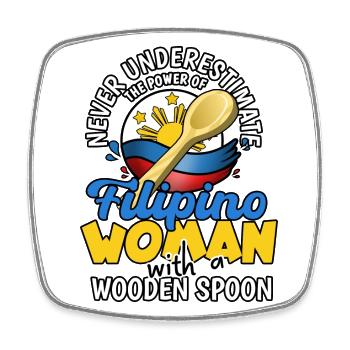 Philippines Filipina Flag Woman Spoon I Gift - Square fridge magnet - white - Front