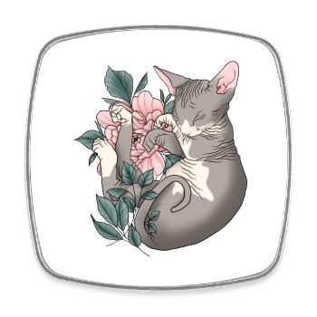 Shpynx Cat - Viereckiger Kühlschrankmagnet - Weiß - Vorne