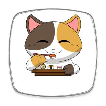 Asian Japanese Sushi Cat I Gift - Square fridge magnet - white - Front