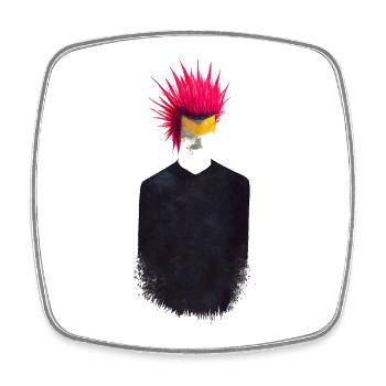 Punker Minimal Design Pinke Frisur Simple Punk - Viereckiger Kühlschrankmagnet - Weiß - Vorne