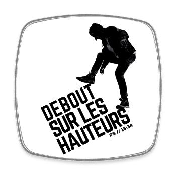 Debout sur les hauteurs - Ps/18:34 - Magnet carré - blanc - Devant