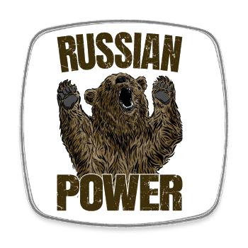 Russian Bear Power Russie Dit Gym - Magnet carré - blanc - Devant