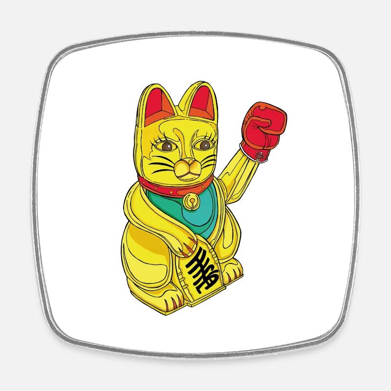 BOXING CAT - Square fridge magnet - white