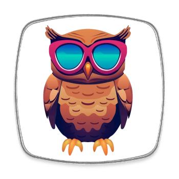 cool owl with sunglasses - Square fridge magnet - white - Front