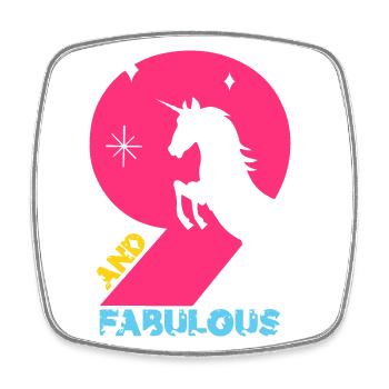 9 AND FABULOUS EINHORN 9. GEBURTSTAG - Viereckiger Kühlschrankmagnet - Weiß - Vorne