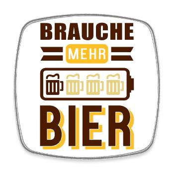 Mehr Bier (Akku) - Viereckiger Kühlschrankmagnet - Weiß - Vorne