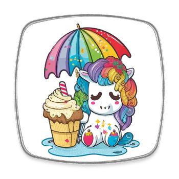 Unicorn dreams - rainbow colors to fall in love with - Square fridge magnet - white - Front